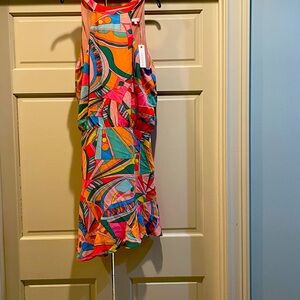 On the bright side geo halter dress